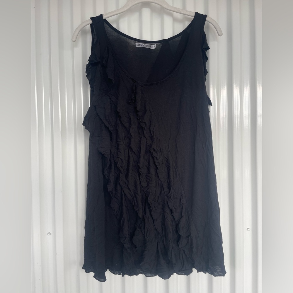 My Tribe Black Ruffle Tank Top